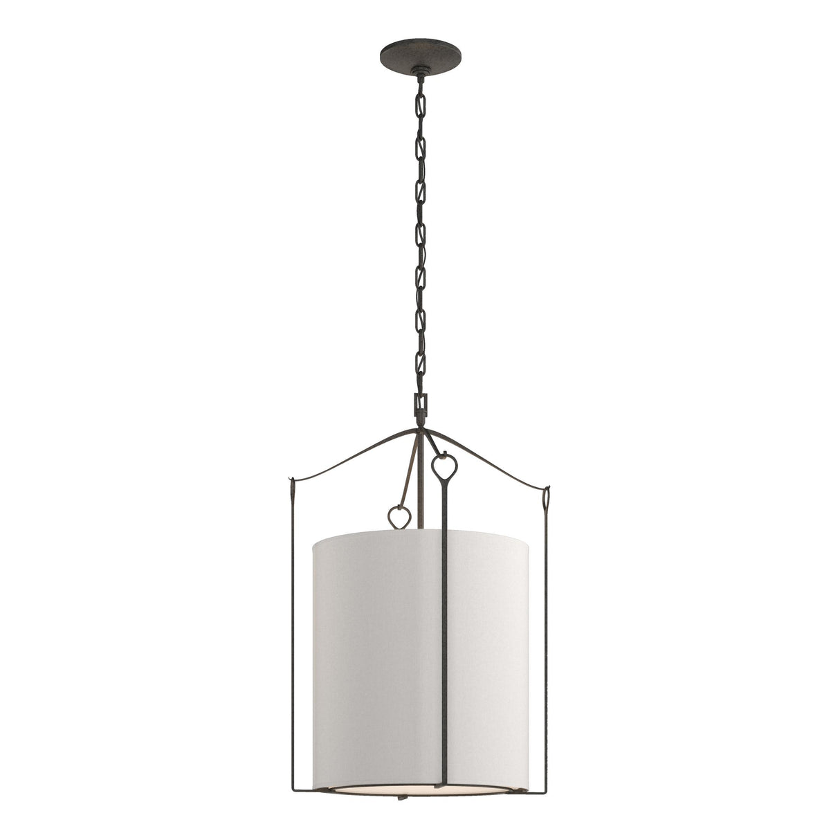 Hubbardton Forge 2019 Natural Iron Flax Shade (SE) Bow Tall Pendant
