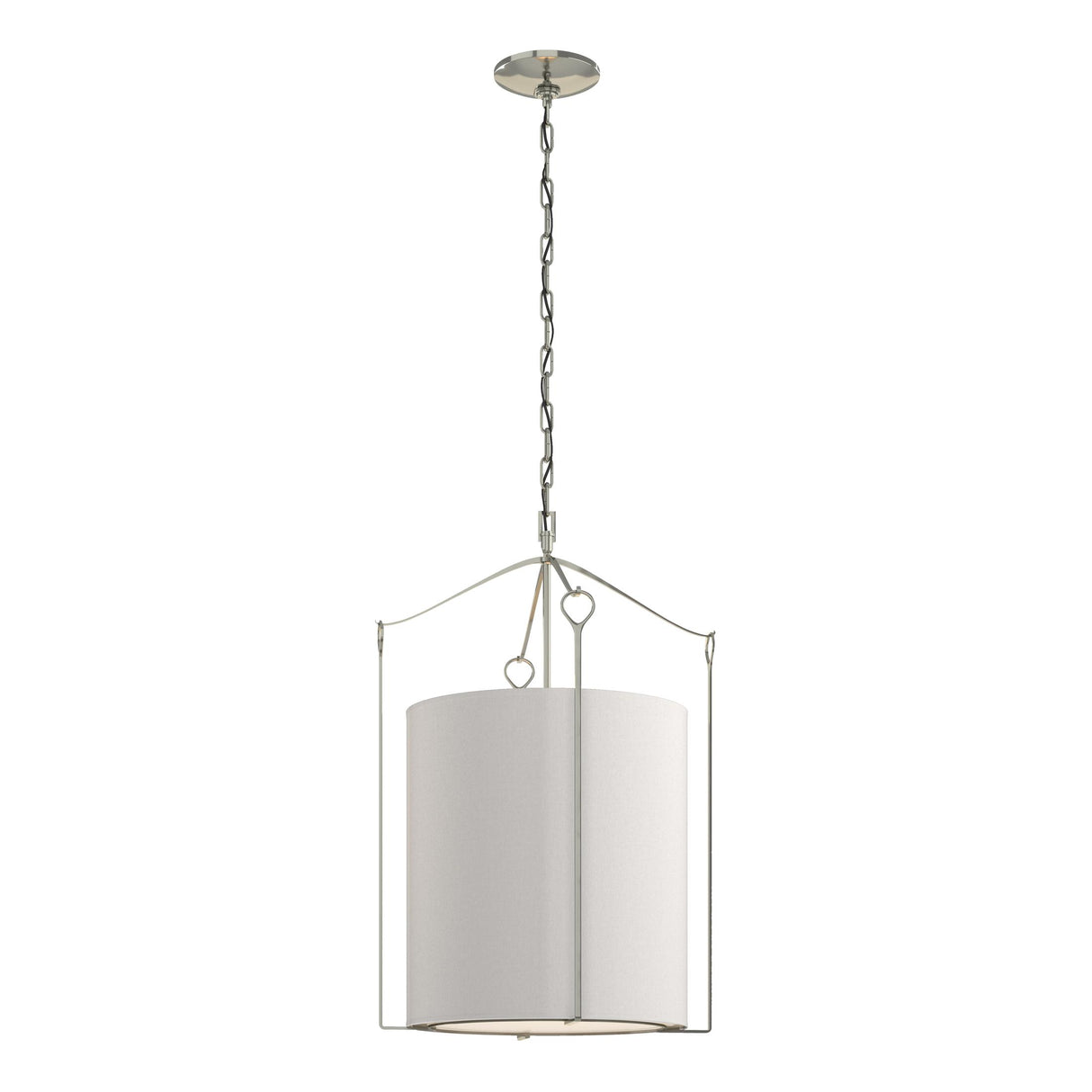 Hubbardton Forge 2019 Sterling Flax Shade (SE) Bow Tall Pendant