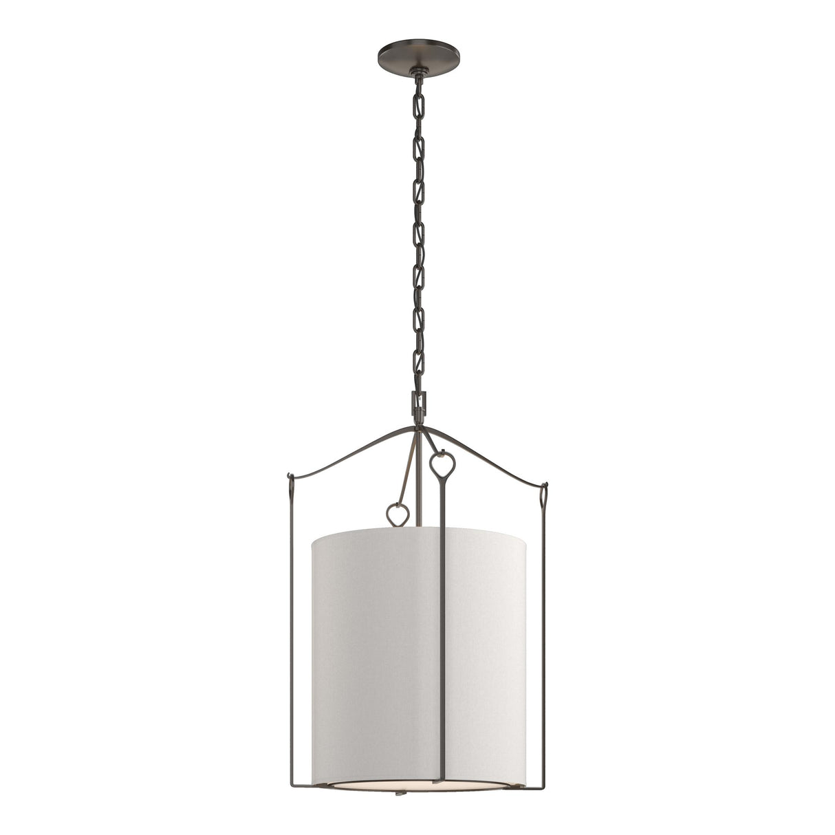 Hubbardton Forge 2019 Oil Rubbed Bronze Flax Shade (SE) Bow Tall Pendant