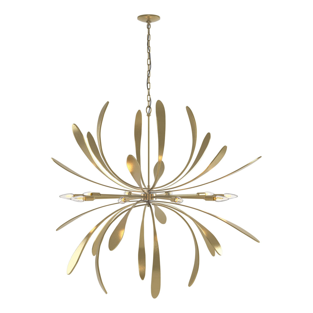 Hubbardton Forge 2019 Modern Brass Dahlia Large Chandelier