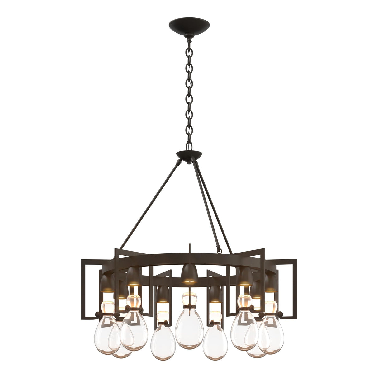 Hubbardton Forge 2019 Dark Smoke Clear Glass (ZM) Apothecary Circular Chandelier
