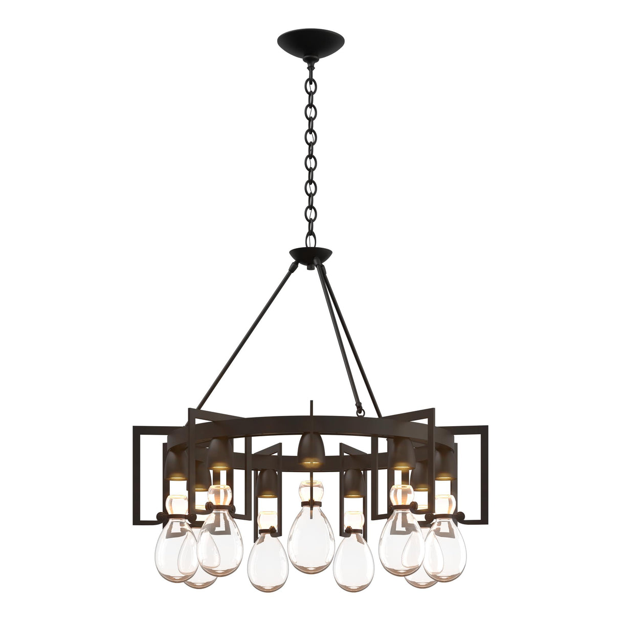 Hubbardton Forge 2019 Black Clear Glass (ZM) Apothecary Circular Chandelier