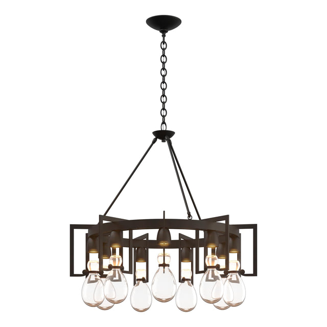 Hubbardton Forge 2019 Black Clear Glass (ZM) Apothecary Circular Chandelier