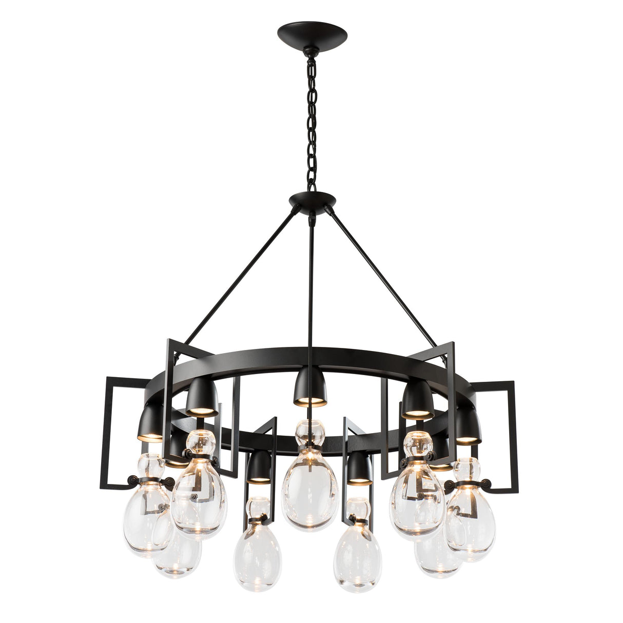 Hubbardton Forge 2019 Black Clear Glass (ZM) Apothecary Circular Chandelier