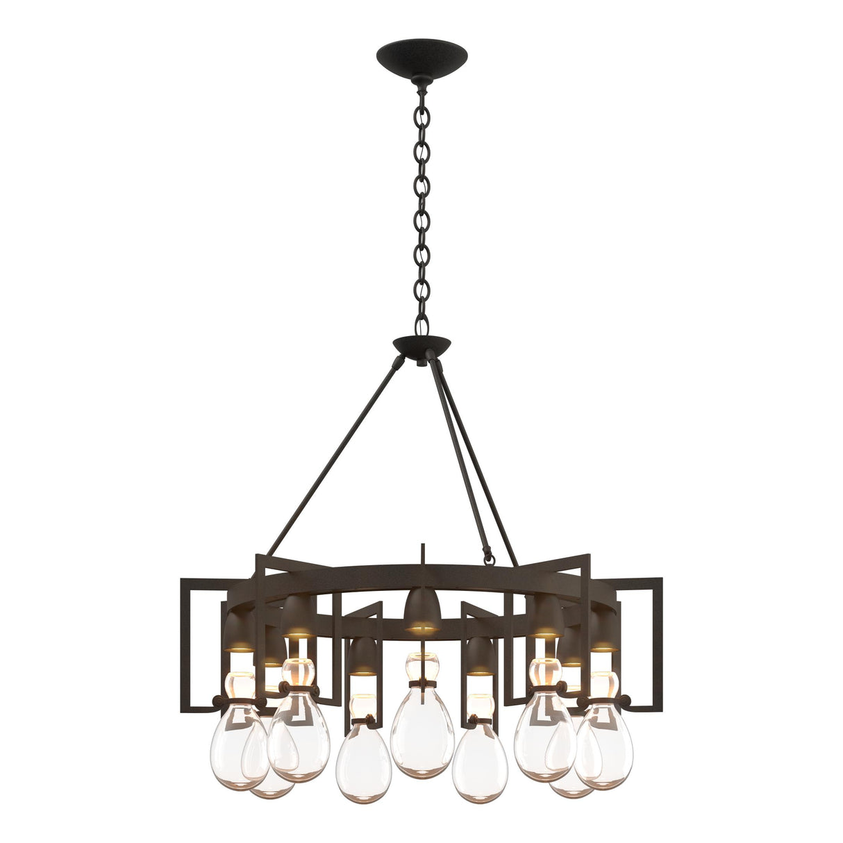 Hubbardton Forge 2019 Natural Iron Clear Glass (ZM) Apothecary Circular Chandelier