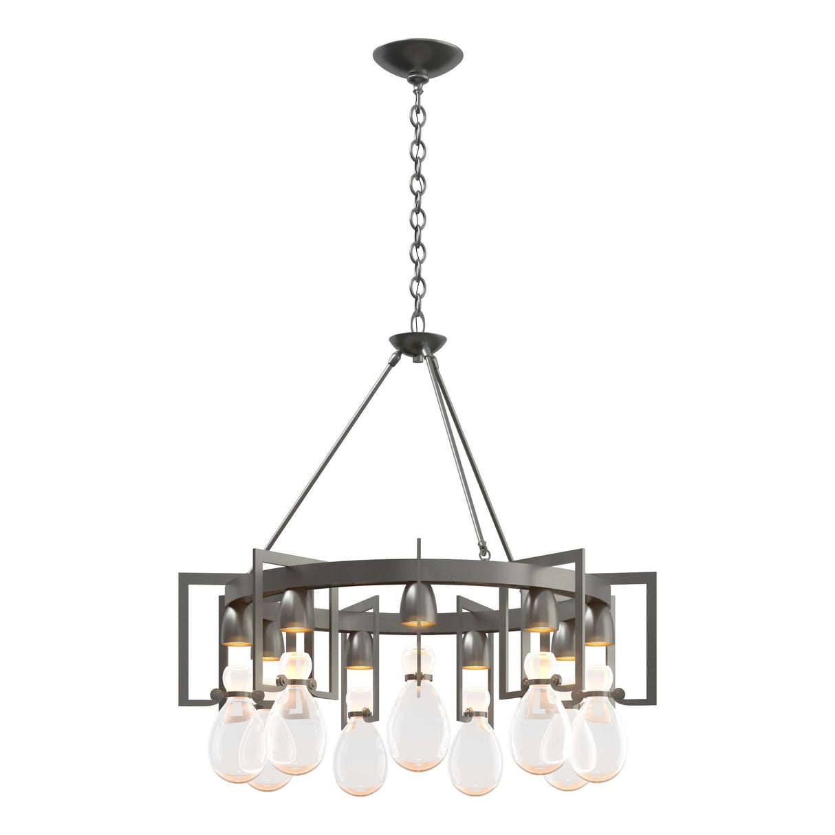 Hubbardton Forge 2019 Vintage Platinum Clear Glass (ZM) Apothecary Circular Chandelier