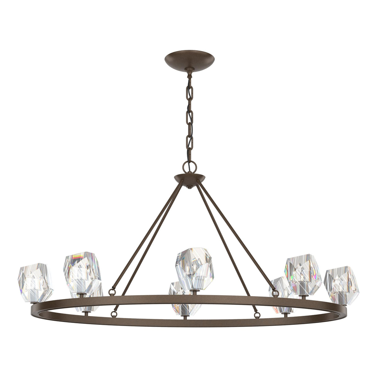 Hubbardton Forge 2022 Bronze Crystal Gatsby 8-Light Chandelier