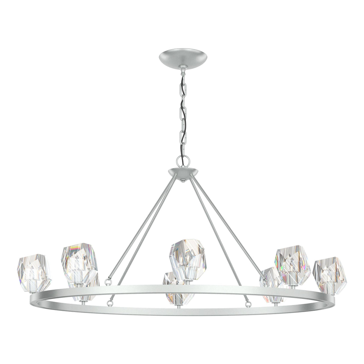 Hubbardton Forge 2022 Vintage Platinum Crystal Gatsby 8-Light Chandelier