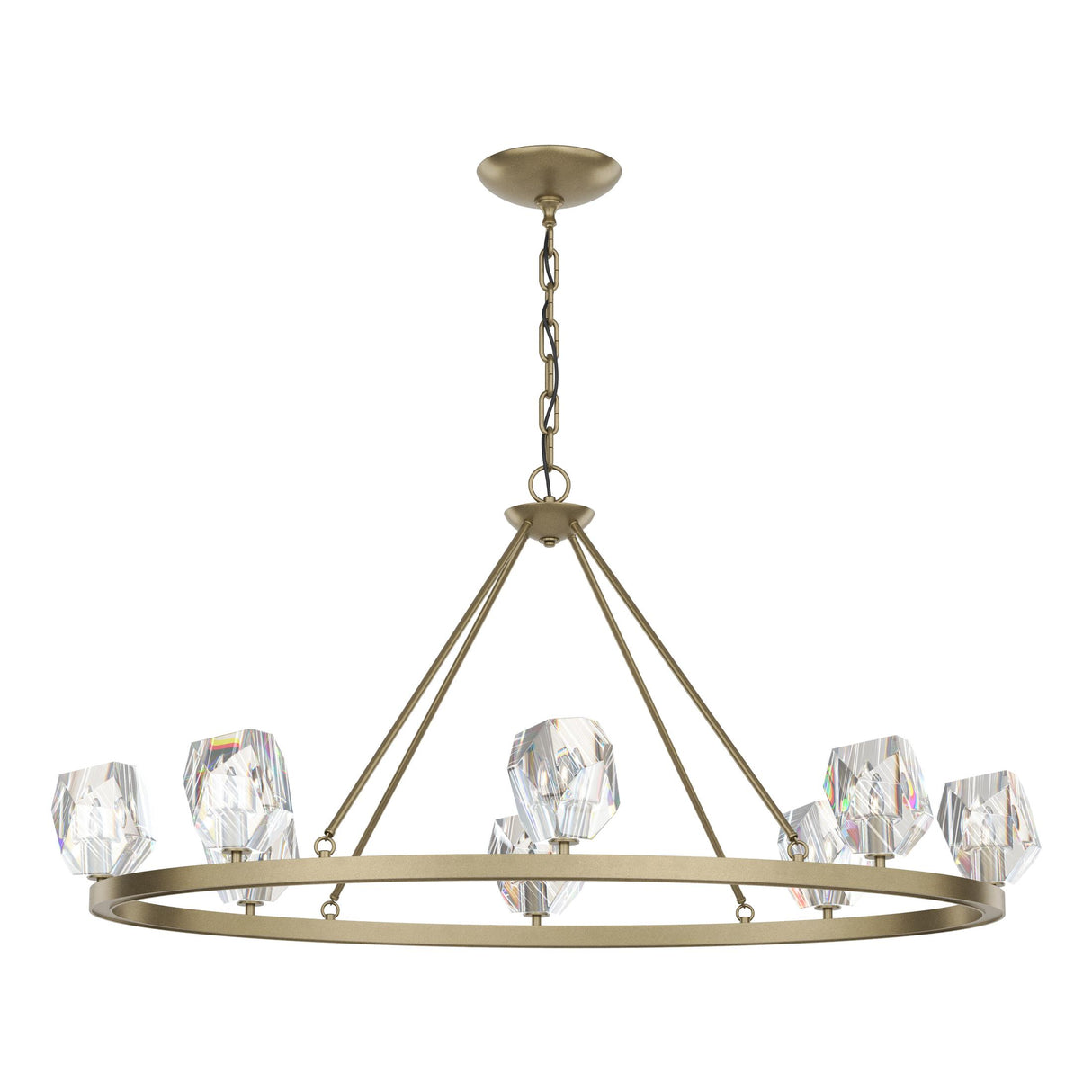 Hubbardton Forge 2022 Soft Gold Crystal Gatsby 8-Light Chandelier