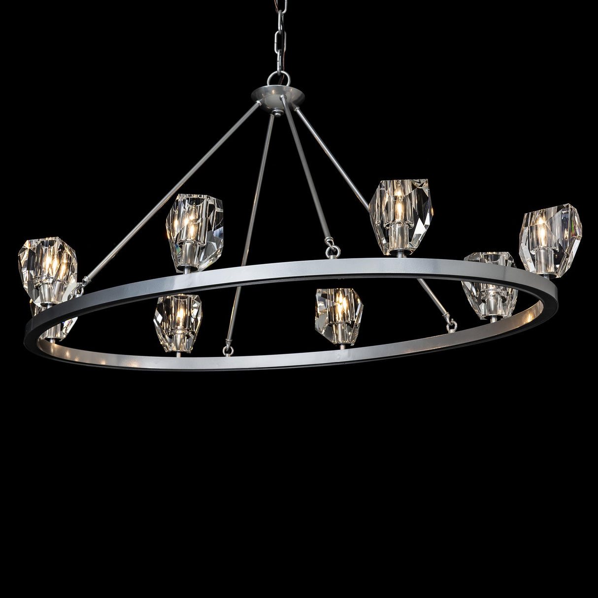 Hubbardton Forge 2022 Sterling Crystal Gatsby 8-Light Chandelier
