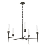 Hubbardton Forge 2019 Dark Smoke Clear Glass (ZM) Vela 5 Arm Chandelier