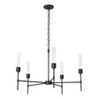 Hubbardton Forge 2019 Black Clear Glass (ZM) Vela 5 Arm Chandelier
