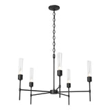 Hubbardton Forge 2019 Black Clear Glass (ZM) Vela 5 Arm Chandelier