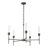 Hubbardton Forge 2019 Natural Iron Clear Glass (ZM) Vela 5 Arm Chandelier