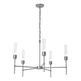 Hubbardton Forge 2019 Vintage Platinum Clear Glass (ZM) Vela 5 Arm Chandelier