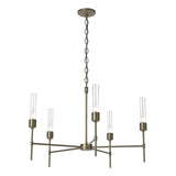 Hubbardton Forge 2019 Soft Gold Clear Glass (ZM) Vela 5 Arm Chandelier