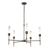 Hubbardton Forge 2019 Bronze Frosted Glass (FD) Vela 5 Arm Chandelier