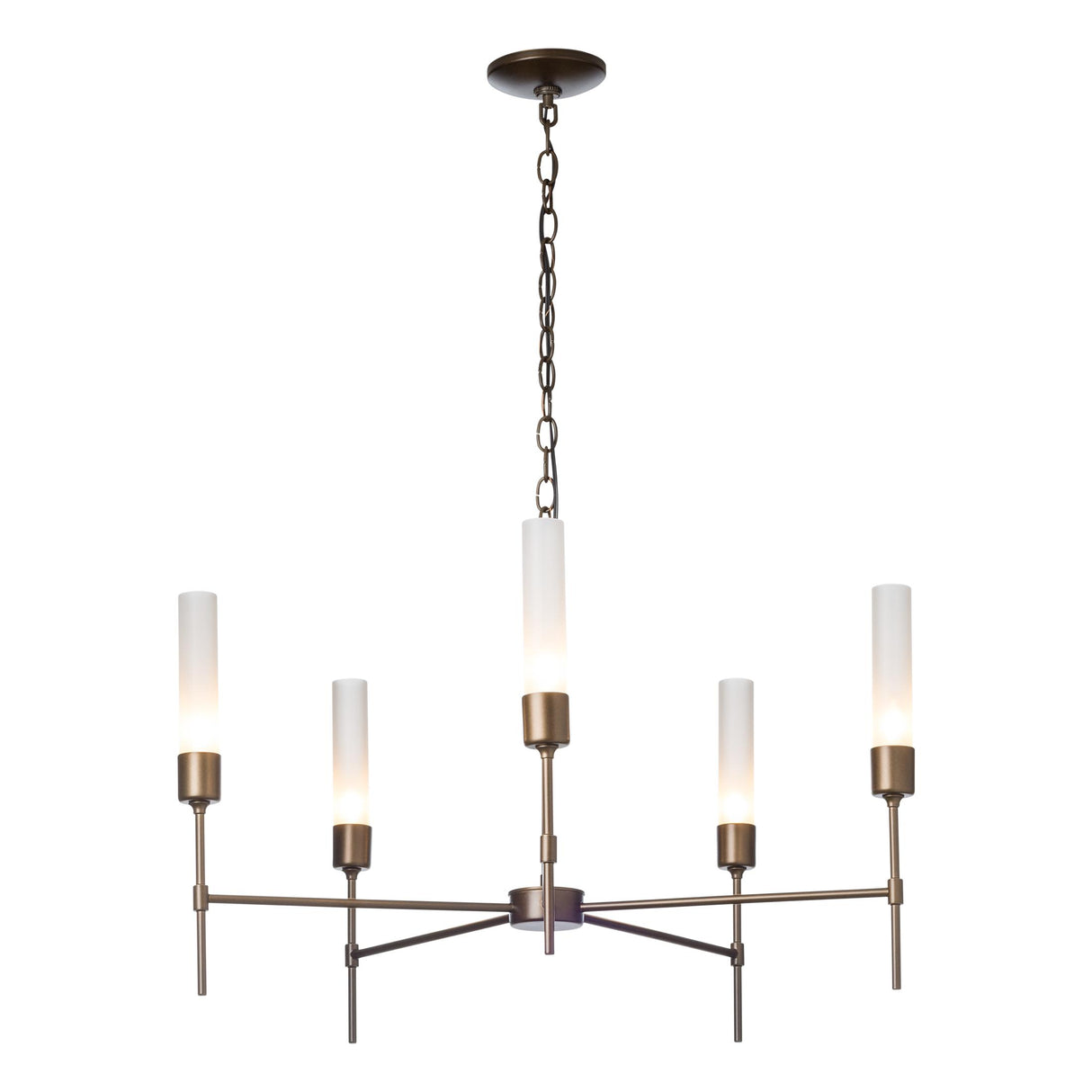 Hubbardton Forge 2019 Dark Smoke Frosted Glass (FD) Vela 5 Arm Chandelier