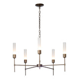 Hubbardton Forge 2019 Dark Smoke Frosted Glass (FD) Vela 5 Arm Chandelier