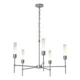 Hubbardton Forge 2019 Vintage Platinum Frosted Glass (FD) Vela 5 Arm Chandelier
