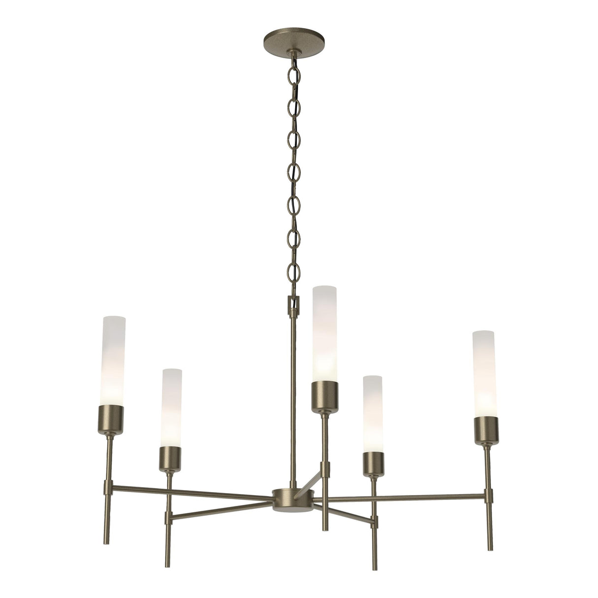 Hubbardton Forge 2019 Soft Gold Frosted Glass (FD) Vela 5 Arm Chandelier