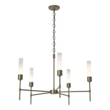 Hubbardton Forge 2019 Soft Gold Frosted Glass (FD) Vela 5 Arm Chandelier