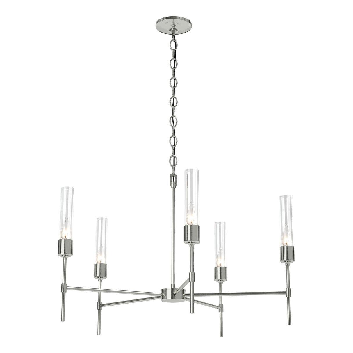 Hubbardton Forge 2019 Sterling Clear Glass (ZM) Vela 5 Arm Chandelier