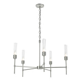 Hubbardton Forge 2019 Sterling Clear Glass (ZM) Vela 5 Arm Chandelier