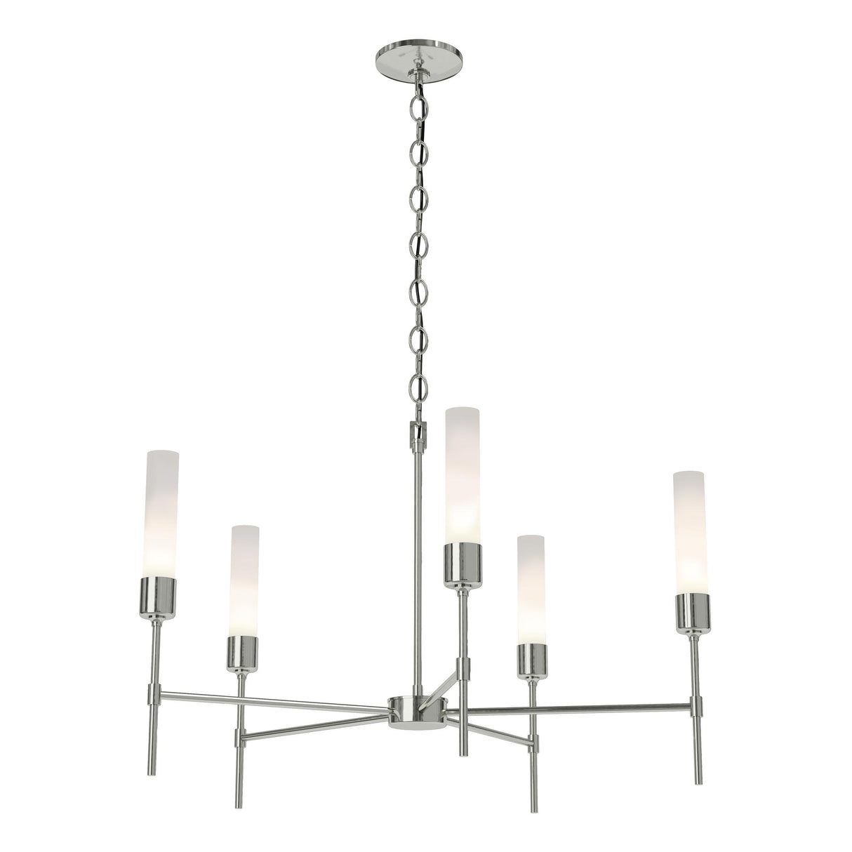 Hubbardton Forge 2019 Sterling Frosted Glass (FD) Vela 5 Arm Chandelier
