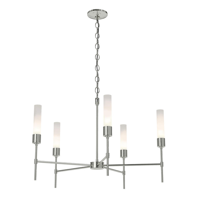 Hubbardton Forge 2019 Sterling Frosted Glass (FD) Vela 5 Arm Chandelier