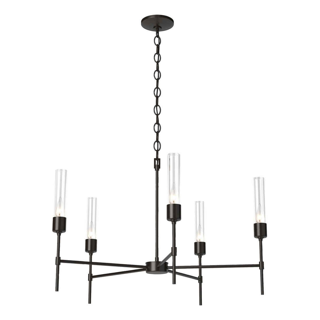 Hubbardton Forge 2019 Oil Rubbed Bronze Clear Glass (ZM) Vela 5 Arm Chandelier