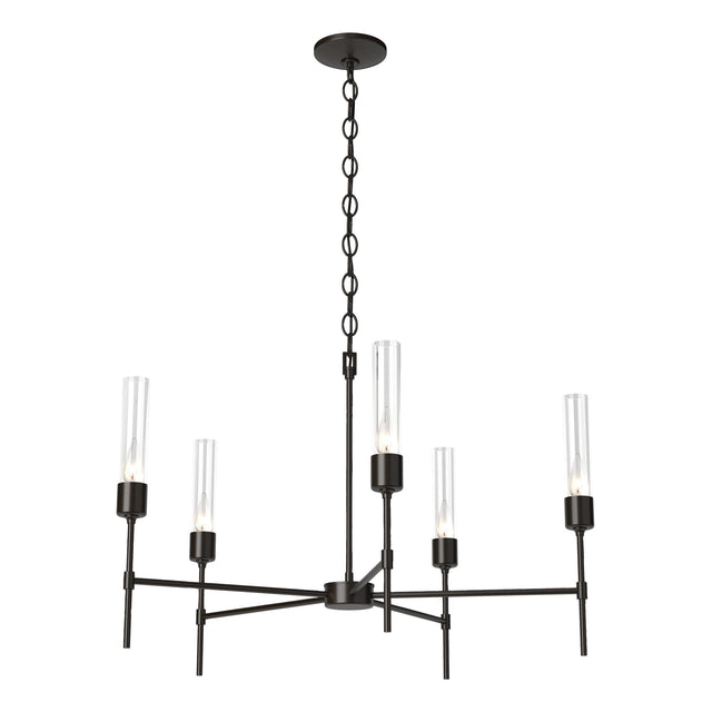 Hubbardton Forge 2019 Oil Rubbed Bronze Clear Glass (ZM) Vela 5 Arm Chandelier