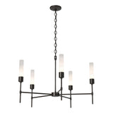 Hubbardton Forge 2019 Oil Rubbed Bronze Frosted Glass (FD) Vela 5 Arm Chandelier