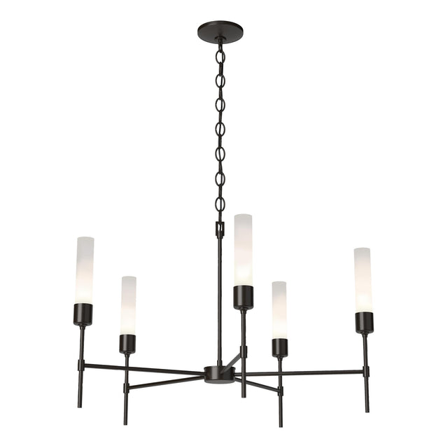 Hubbardton Forge 2019 Oil Rubbed Bronze Frosted Glass (FD) Vela 5 Arm Chandelier