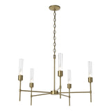 Hubbardton Forge 2019 Modern Brass Clear Glass (ZM) Vela 5 Arm Chandelier