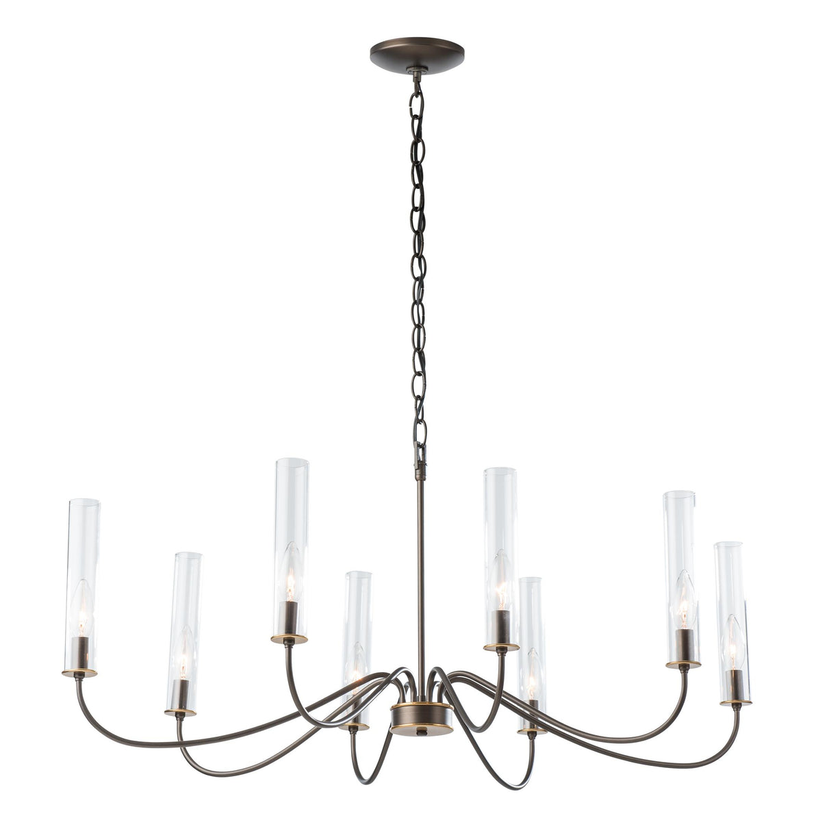 Hubbardton Forge 2019 Dark Smoke Brass Clear Glass (ZM) Grace 8-Arm Chandelier