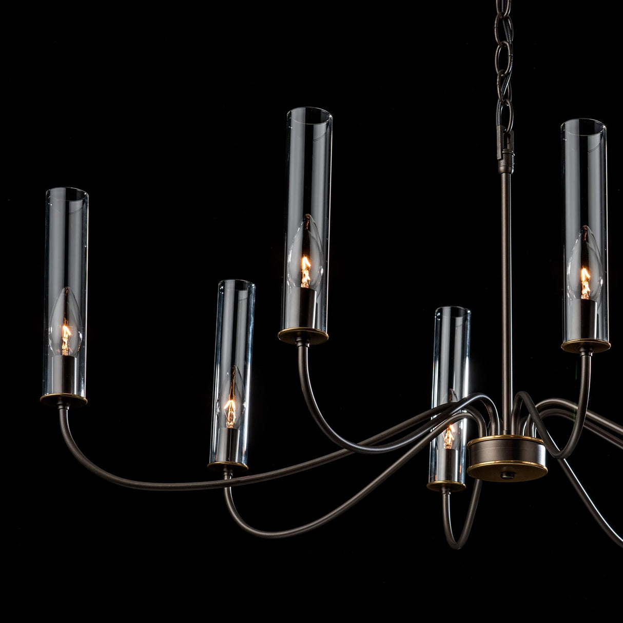 Hubbardton Forge 2019 Dark Smoke Brass Clear Glass (ZM) Grace 8-Arm Chandelier