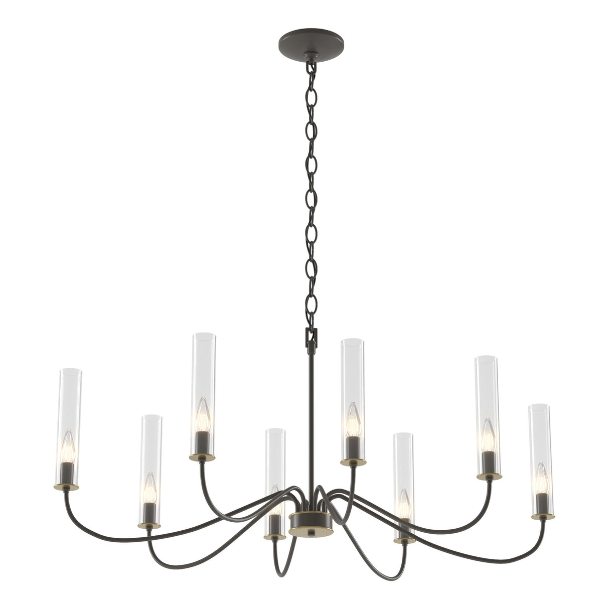 Hubbardton Forge 2019 Dark Smoke Brass Clear Glass (ZM) Grace 8-Arm Chandelier