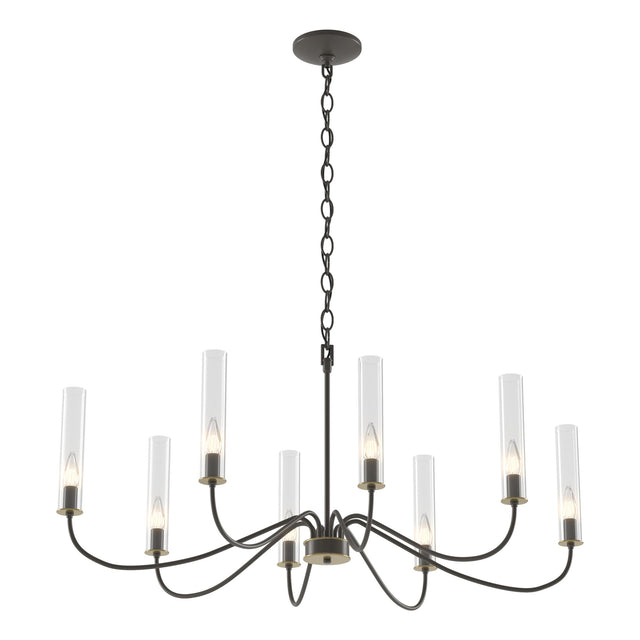 Hubbardton Forge 2019 Dark Smoke Brass Clear Glass (ZM) Grace 8-Arm Chandelier
