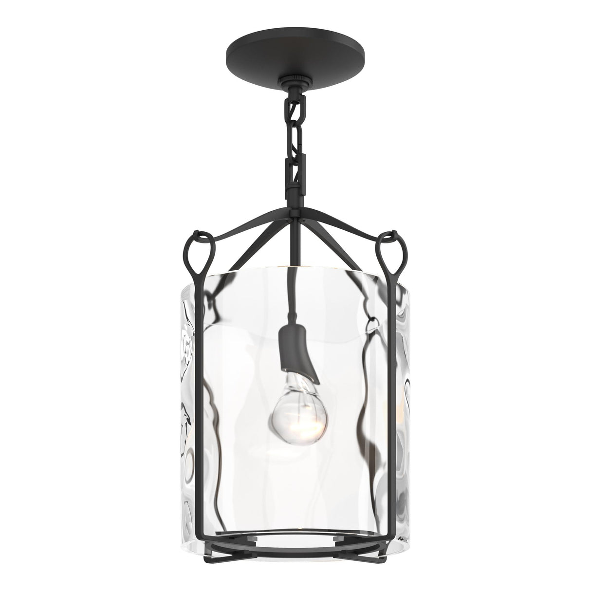 Hubbardton Forge 2020 Black Water Glass (LL) Bow Semi-Flush