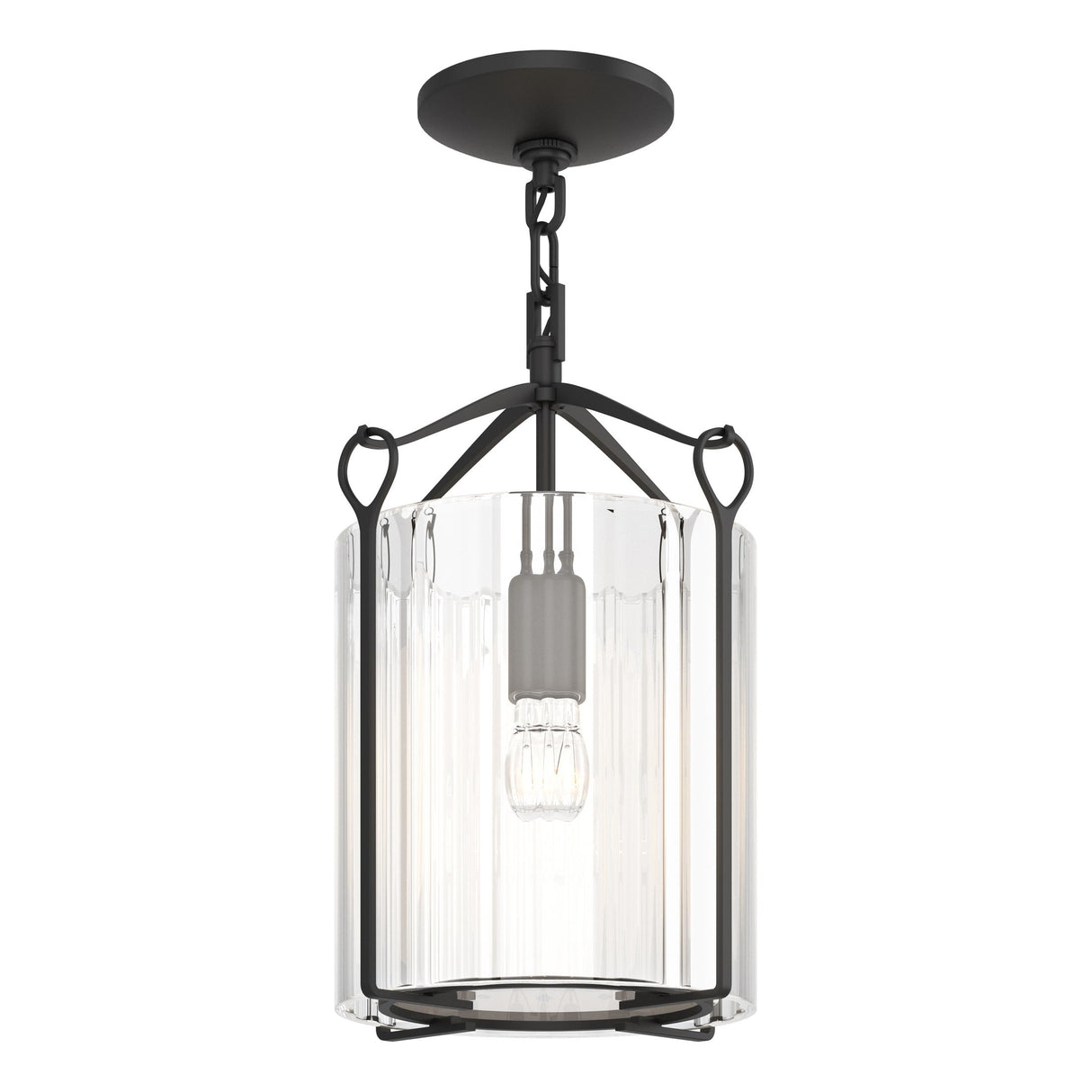 Hubbardton Forge 2020 Black Clear Glass (ZM) Bow Semi-Flush