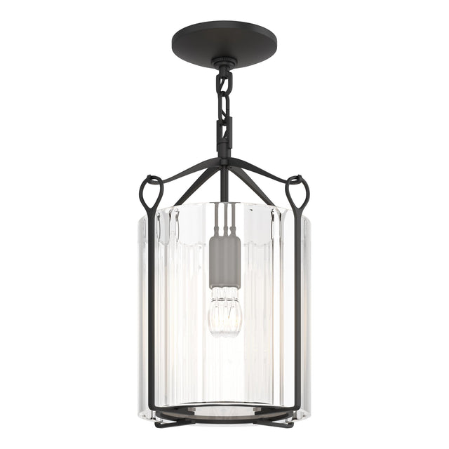 Hubbardton Forge 2020 Black Clear Glass (ZM) Bow Semi-Flush