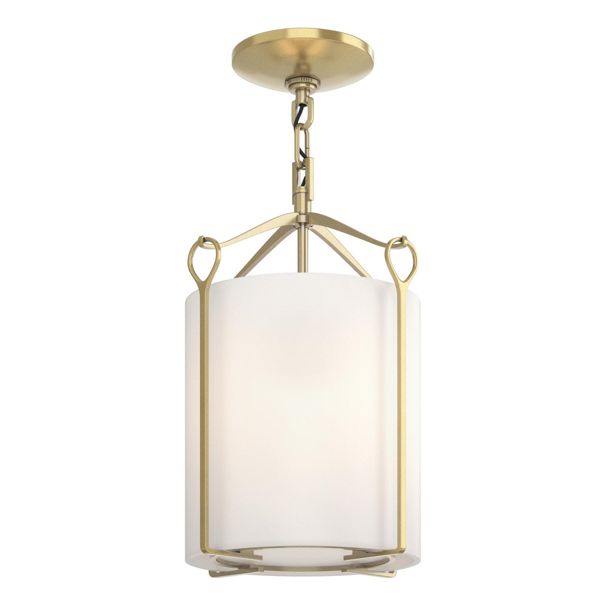 Hubbardton Forge 2020 Modern Brass Opal Glass (GG) Bow Semi-Flush