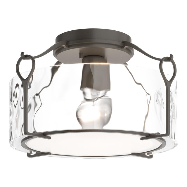 Hubbardton Forge 2020 Dark Smoke Water Glass (LL) Bow Medium Semi-Flush