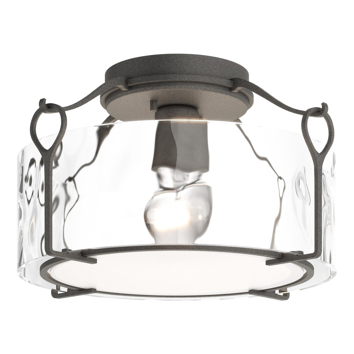 Hubbardton Forge 2020 Natural Iron Water Glass (LL) Bow Medium Semi-Flush