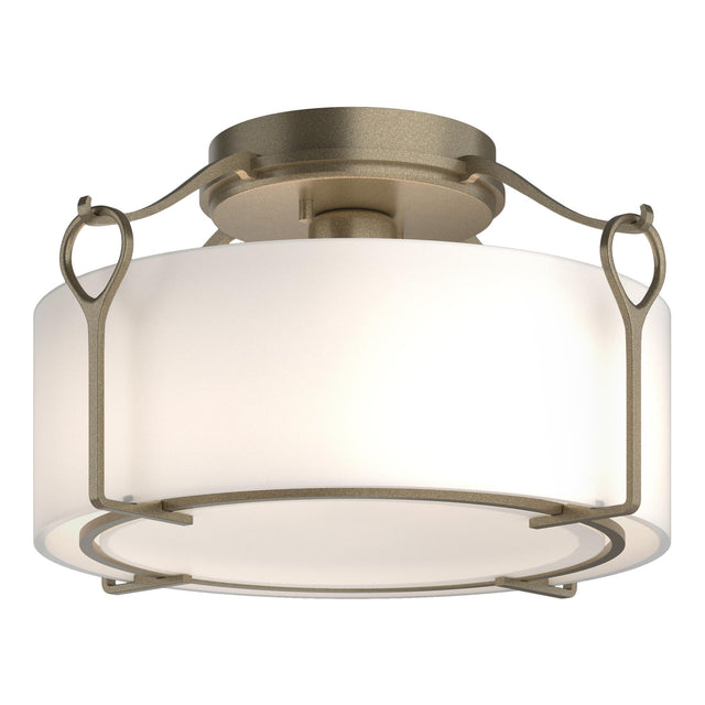 Hubbardton Forge 2020 Soft Gold Opal Glass (GG) Bow Medium Semi-Flush