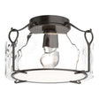 Hubbardton Forge 2020 Oil Rubbed Bronze Water Glass (LL) Bow Medium Semi-Flush