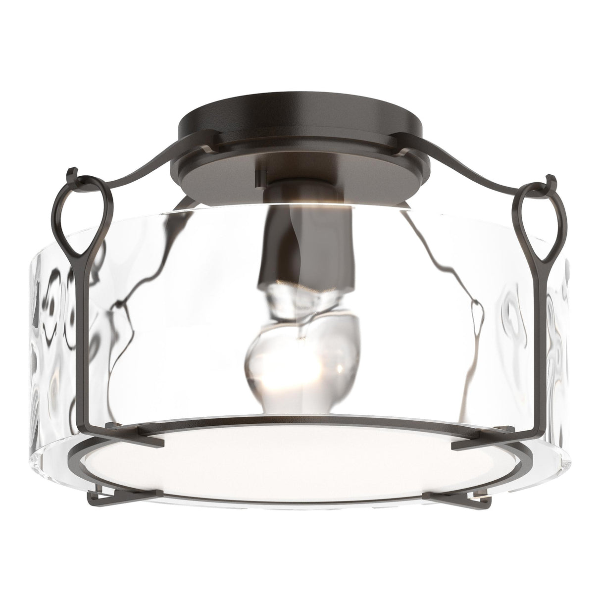 Hubbardton Forge 2020 Oil Rubbed Bronze Water Glass (LL) Bow Medium Semi-Flush