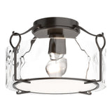Hubbardton Forge 2020 Oil Rubbed Bronze Water Glass (LL) Bow Medium Semi-Flush