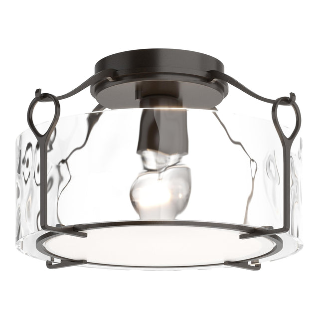 Hubbardton Forge 2020 Oil Rubbed Bronze Water Glass (LL) Bow Medium Semi-Flush
